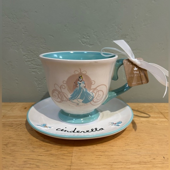 Rae Dunn Disney Princess Collection Cinderella Ceramic Mug And Saucer - Picture 2 of 8